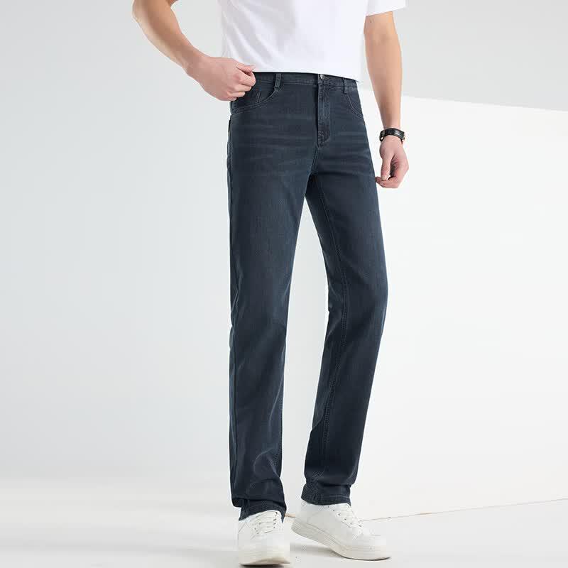 Fengxun Men s Premium Business Casual Straight Fit Elastic Jeans 36