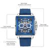 MEGIR Men's Square Chronograph Watch 3ATM Waterproof Quartz Sport Wristwatch for Men with Date & Stopwatch Relogio Masculino