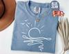 Comfort Colors® Sun Ocean Shirt, Linear Graphic Boho Summer T-Shirt, Trendy Beach Tee, Cute Minimalist Summer Tee
