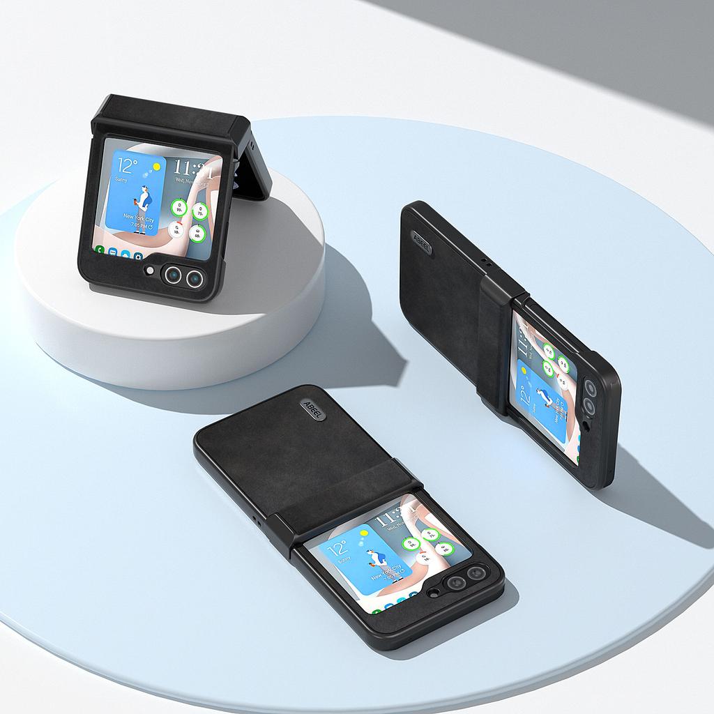 ABEEL For Samsung Galaxy Z Flip6 5G Phone Case Anti-Scratch PU+PC Hinge Protection Cover