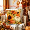 2D Flat - 1pc Autumn Sunflower Pumpkin Decorative Pillow Case, Autumn Short Plush Pillow Cover, 45 X 45 Cm (17.7 X 17.7 Inches), Pillow Insert Not Inc