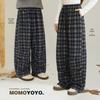 Chenchen's Mom Plaid Diary Kids' Retro Wide-Leg Plaid Pants