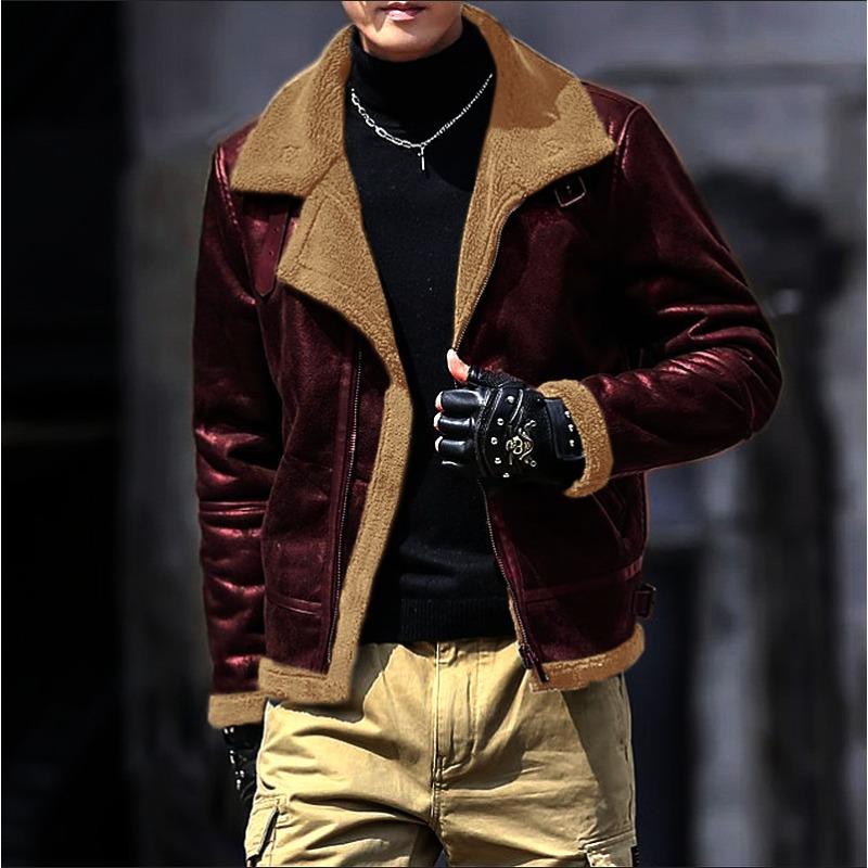 Меховое цельное мужское пальто из овечьей шерсти, утолщенная меховая замшевая куртка S