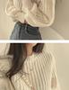 Korean Style Round Neck Petite Knit Sweater for Women - Waist-Cinching, Versatile Pullover