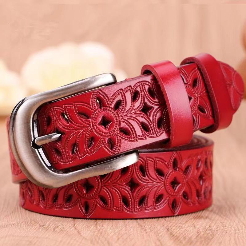 Woman Second Layer Cowskin Belt Genuine Leather Belts Vintage Pin Buckle Strap Jeans Accessories