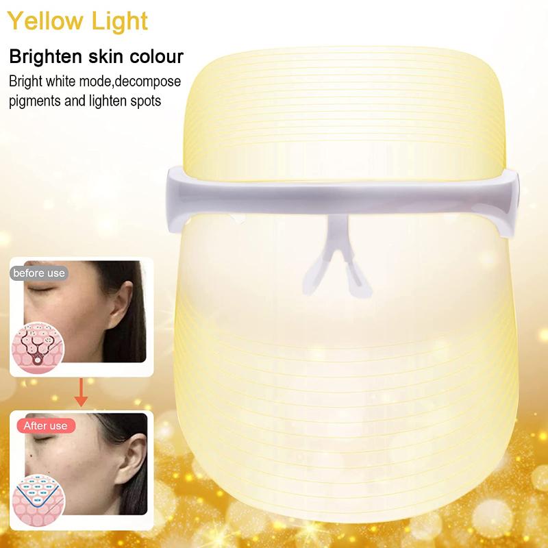 

Светодиодная цветная косметическая маска, цветной свет, косметический инструмент, 3 цвета, красный, синий, желтый, спектральная маска для лица, способствующая поглощению 【plug-in】yellow light mode