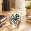 Hand-painted Glass Cup Hand Painted Tumbler Egg Shaped with Gold Rim Clear