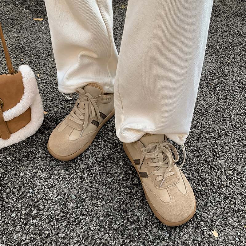 Krazing Pot Cow Skin Fur Plush Spring Autumn Summer Sneakers Flat Platform Lace Up Keep Warm Women Comfortable Casual Shoes