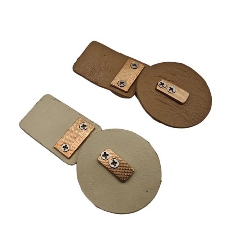 10Pcs Leather Sew On Toggles Closures with Metal Button For Knitwear Windbreaker Padded Jackets Woolen Coat Sewing Craft