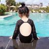 Korean Cute Long Sleeve Backless Swimsuit for Toddlers - Sun Protective Lace Design