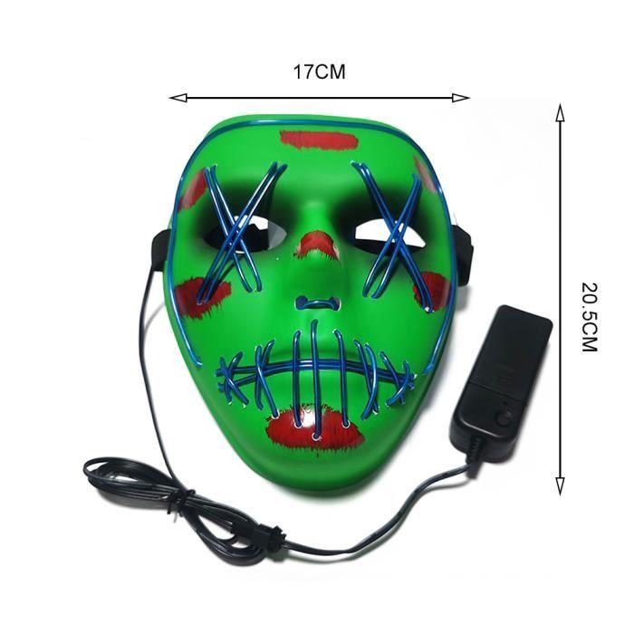 Masque LED - ROKOO - Halloween - Effrayant - Cosplay - Couleur aléatoire