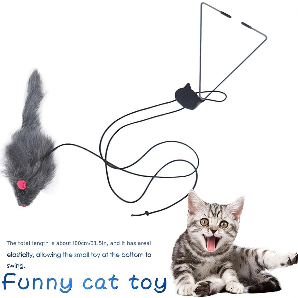 Interactive Door Hanging Cat Toy with Black Mouse Teaser - Entertain and Exercise Your Cat Toy for Indoor Cats Play Supplies