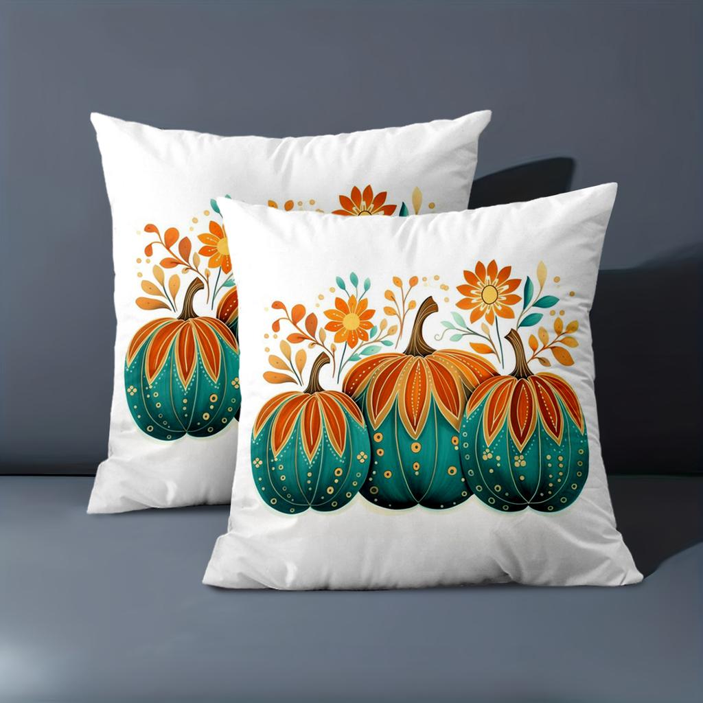 1 Pieces Floral Pumpkins Printed White Decorative Throw Pillows Polyester pillowcase, sofa  cushion cov Headboard Pillow