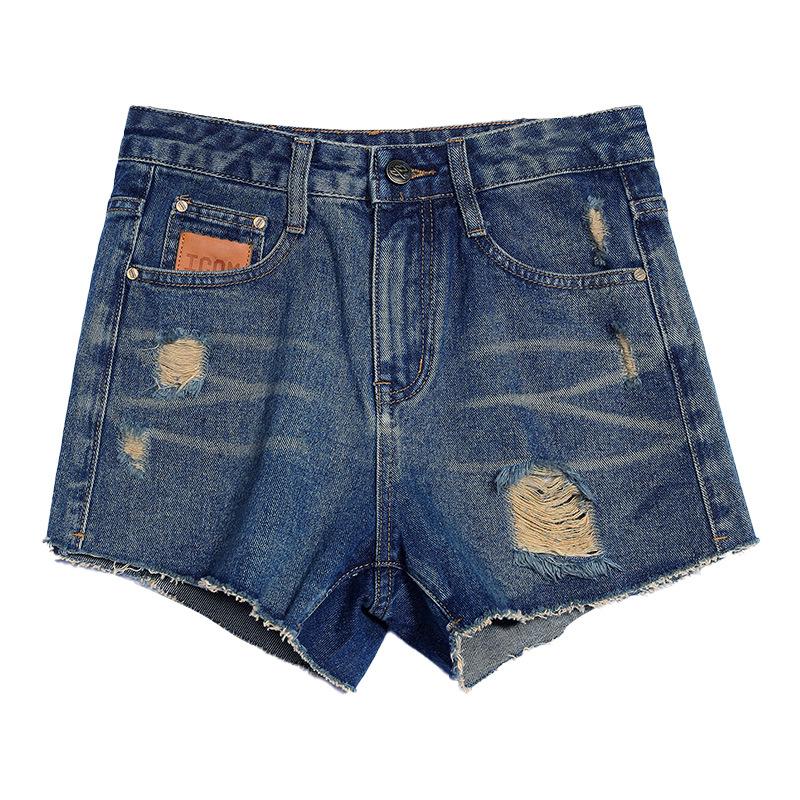 

Tuogu Trend Women s High Waist Ripped Denim A-Line Shorts - Summer Slim Fit with Raw Hem 30 джинсовый синий