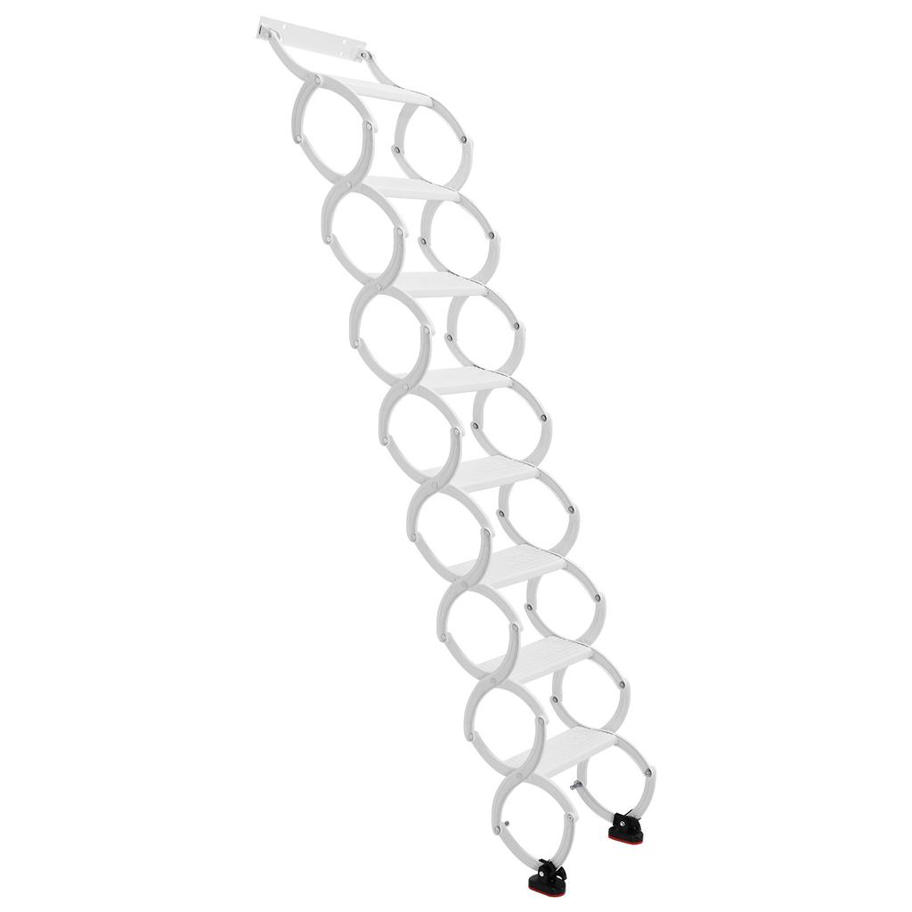 5-8 Steps Wall Mounted Invisible Telescoping Attic Stairs Anti-Slip Steps Retractable Ladder 49in-78in Vertical Height for Home