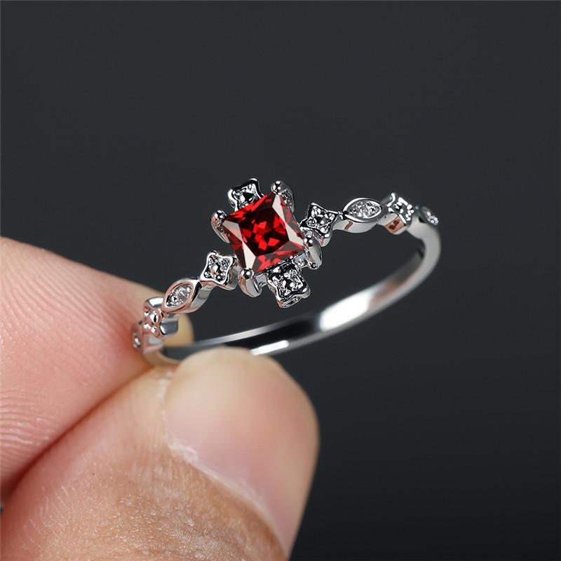Vintage Male Female Black Zircon Ring Square Crystal Small Stone Wedding Ring Trendy CopperColor Engagement Rings For Women Men