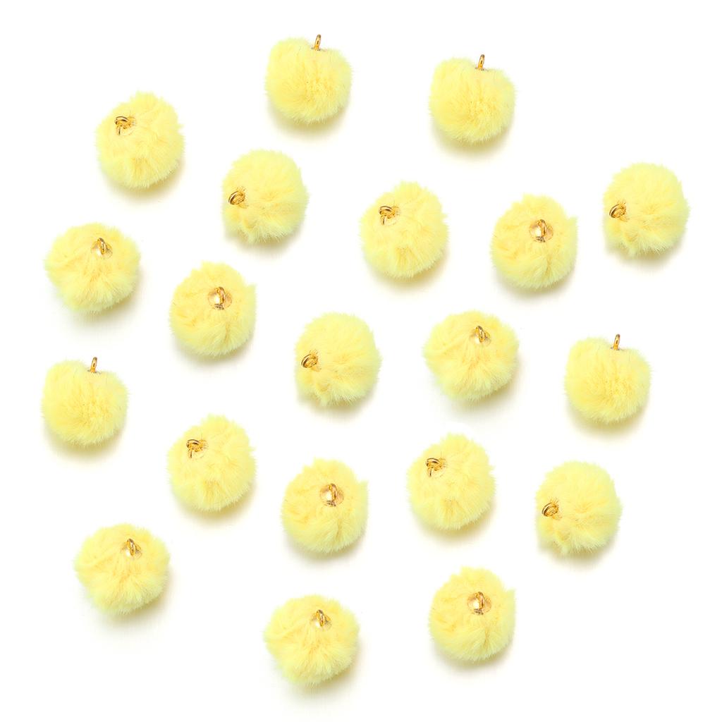 20pcs Plush Fur Covered Ball Beads Charms Imitation Rabbit Fur Pompom Pendant For Jewelry Making DIY Necklace Bracelets Earrings