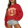 Women's Casual Long Sleeve Christmas Print Round Neck Top for Holiday Festive Wear