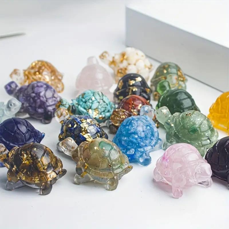 Naturkristall Bruchstein Epoxid Schildkröten Ornamente bringen Glück Chakra Ausgleich stärken Meditation Aquarium Dekoration