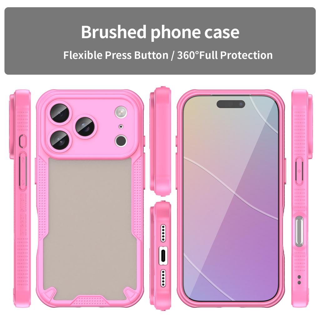 For iPhone 17 Pro Case PC+TPU Semi-Transparent Frosted Finish Protective Phone Cover