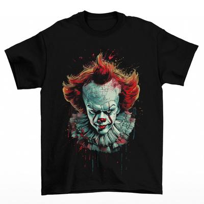 T-Shirt Pennywise IT Unisex Divertente Horror Cotone Spaventoso Clown Adulto Halloween Autunno