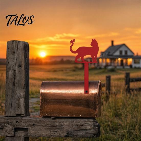 Talos Yard Eisenbeschilderung mit festen Löchern, Metall Katze Schmetterling Dekoration, Outdoor Briefkasten Schild für Holz Leder Briefkästen