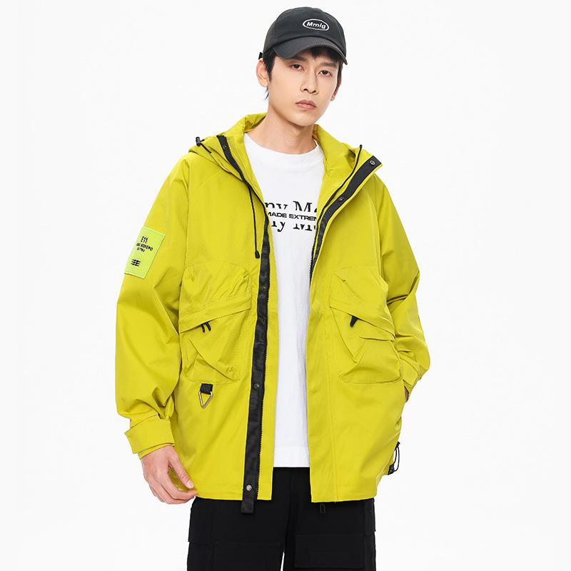 

Single Layer Hooded Windbreaker Jacket: Windproof, Waterproof, for Outdoor Couples – Perfect for Spring and Autumn. L неон зелений колір