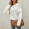 Women's Sweater Casual Round Neck Knit Solid Color Long-sleeved Tassel Pullover