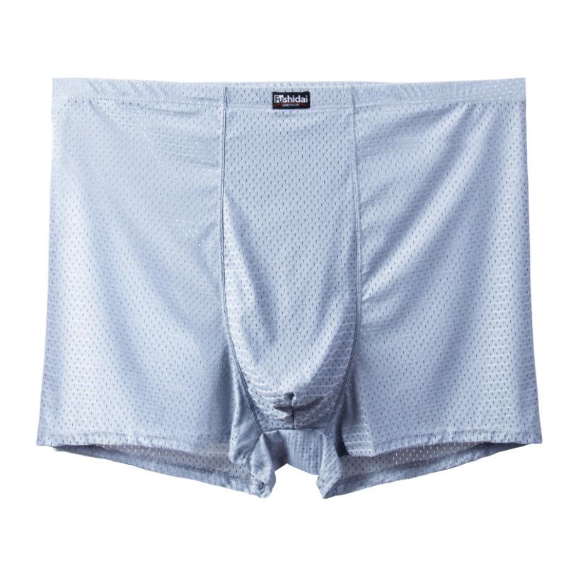 Men's Plus Size Breathable Mesh Ice Silk Boxer Briefs for Summer