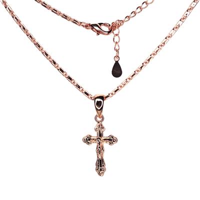 Small Cross Pendant Rose Gold Color Matching Necklace Female Color-preserving Jewelry Gift