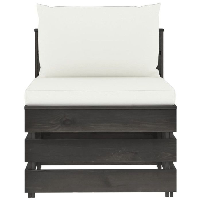 Canapé d'angle Sectionnel - VIDAXL - Bois Imprégné - Crème et Gris - 3 Places - Extérieur