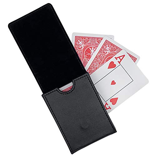 Luck Lab Single Deck Leather Playing Card Case/Holder - Black - Fits Poker and Bridge Size Cards