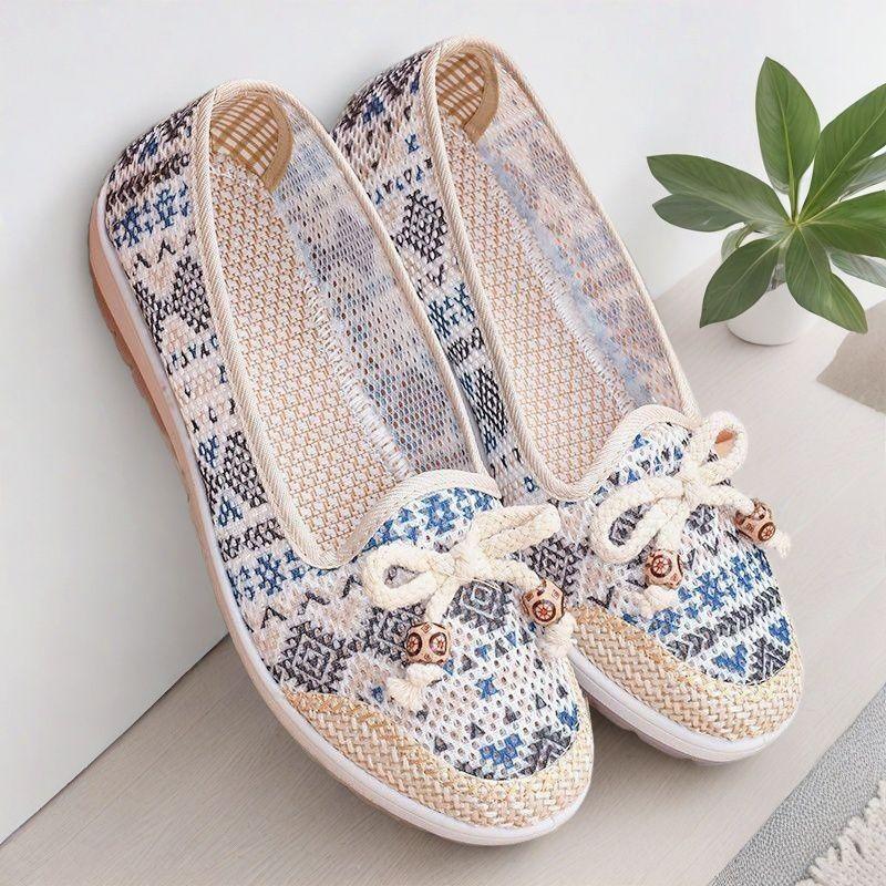 Summer Cloth Shoes for Women Non Slip Breathable Hollow Sandals Flat Bottomed Thin Wear-resistant