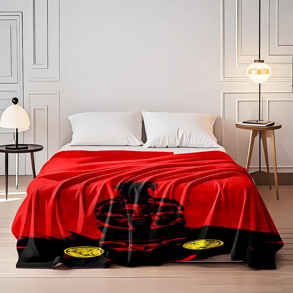 Red Warrior Silhouette print blanket soft and cozy perfect for the living room bed sofa or a nap,gift