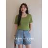 Thin Upgraded U-Neck 4-Color Shoulder Plus Size Ladies Short Sleeve