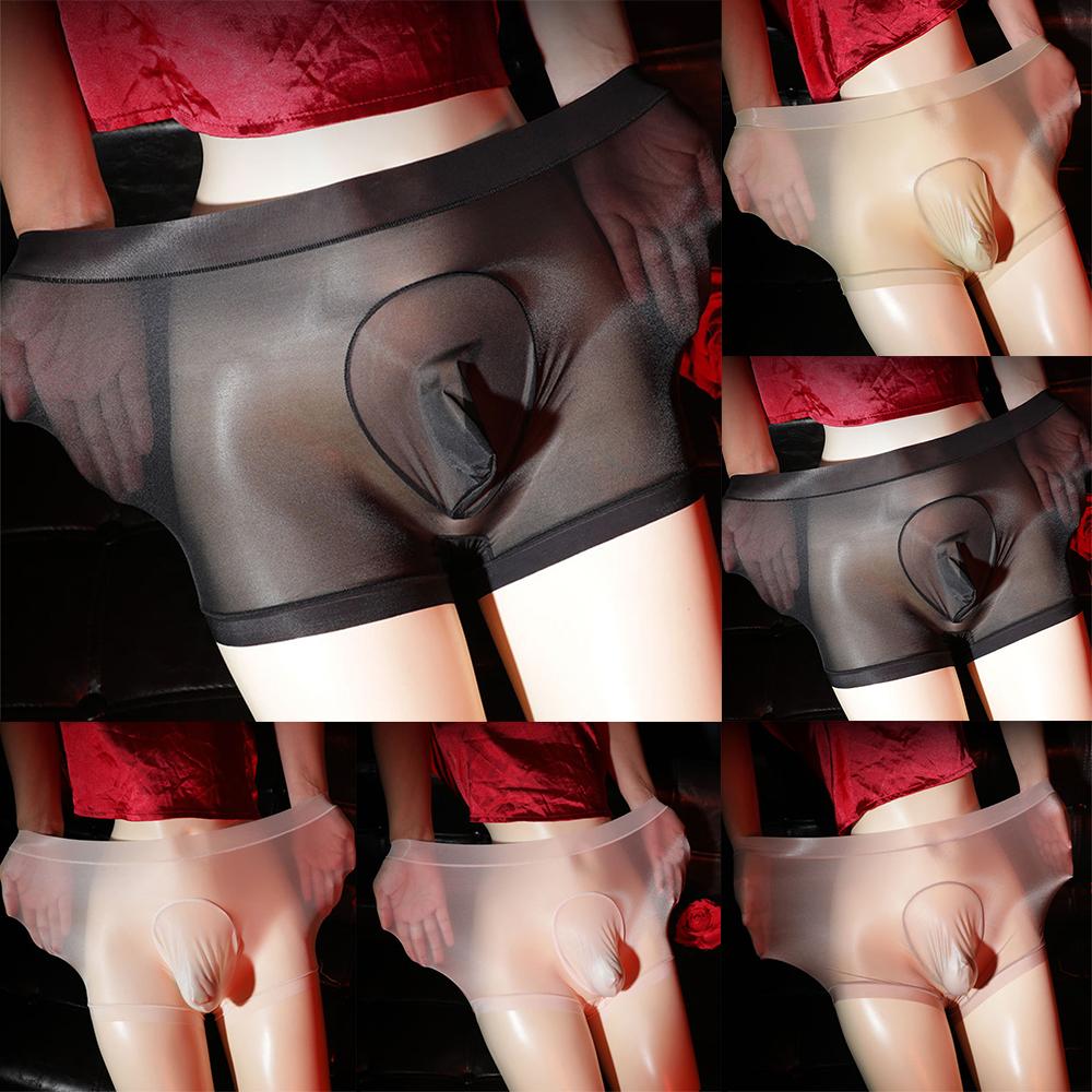 Průhledné 1*spodky Sexy Sheer Boxer Pouch Mesh