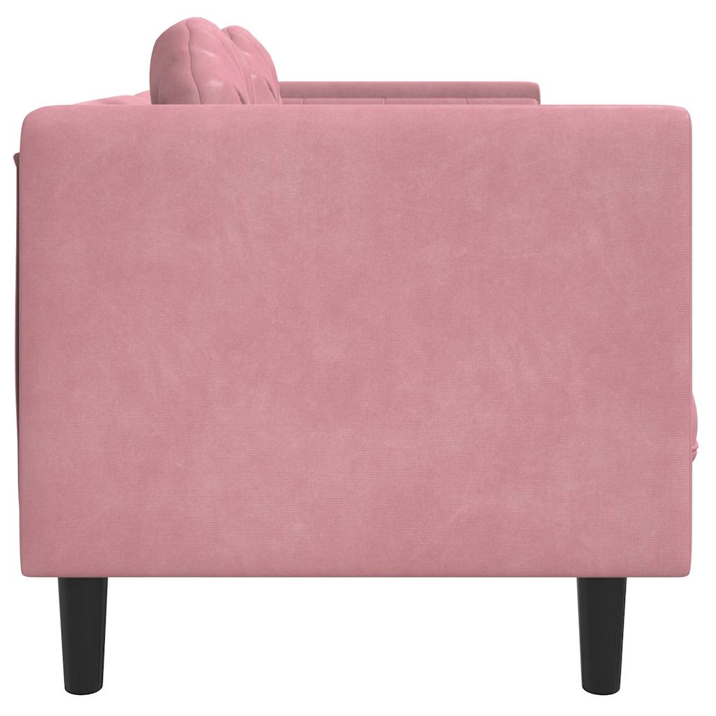 2 Seater Sofa with Cushions Pink Velvet