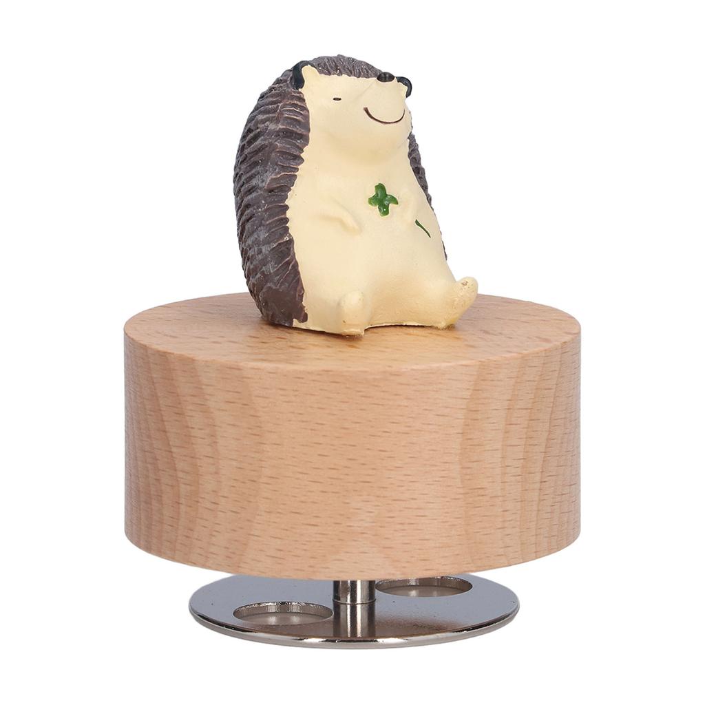 Hölzerne Runde Spieluhr DIY Tier-Spieluhr zur Möbeldekoration Weihnachtsgeschenke(Igel )