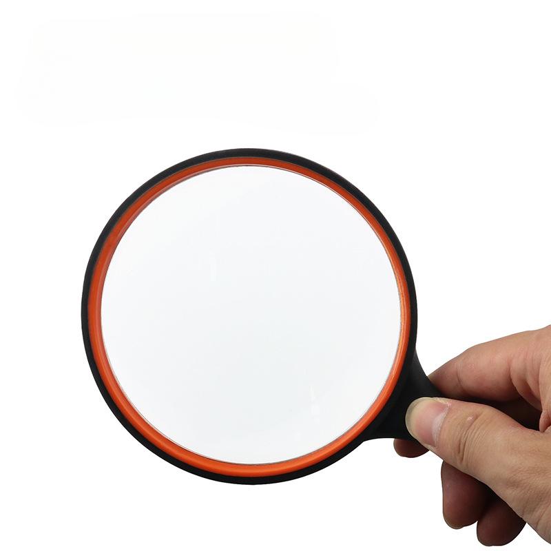 1Pc 10X High Definition Optical Lens, Rubber Anti-drop Plastic Handle Old Man Reading Handheld Glass Orange Magnifying Glass