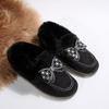 Bow snow boots women's new winter velvet thickened warm non-slip student low-top cotton shoes