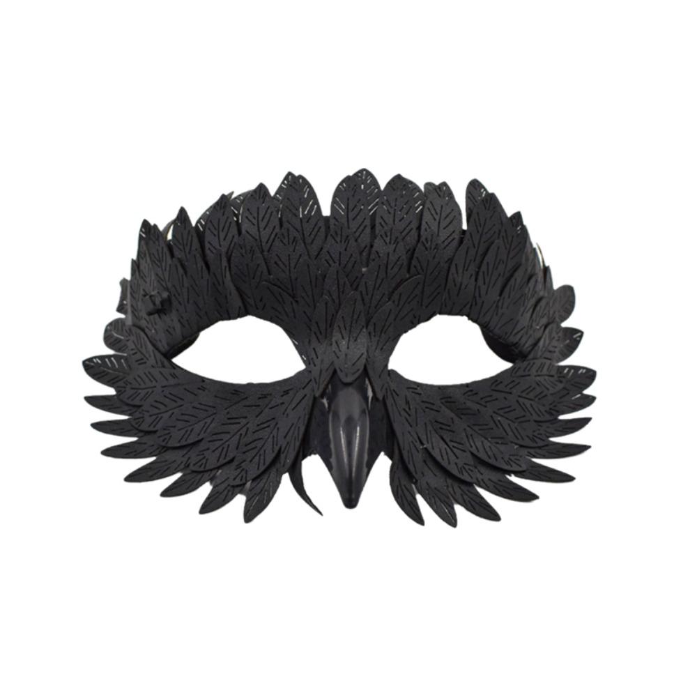 Half Face Bird Beak Eagle Mask Pearlescent Halloween Party Mask Crow Feather Mask Masquerade чёрный