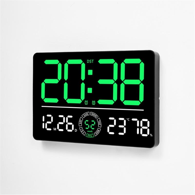 LED Digital Clock Auto Time Sync Large Display with 2 Alarm and Countdown Functions Temperature Display for Home Office