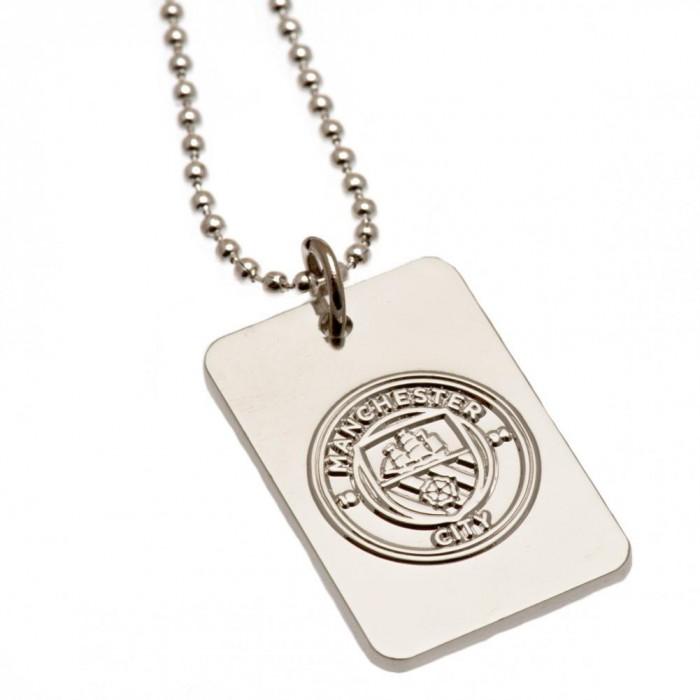 Manchester City FC Silver Plated Dog Tag And Chain