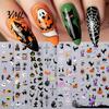 5D Embossed Nail Decals Halloween Art Stickers, Skull Pumpkin Ghost Relief Supplies Decals, Waterproof Self Adhesive Manicure Decoration Stickers