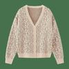 Winter 2022 V-neck Diamond Pattern Long Sleeve Knit Cardigan