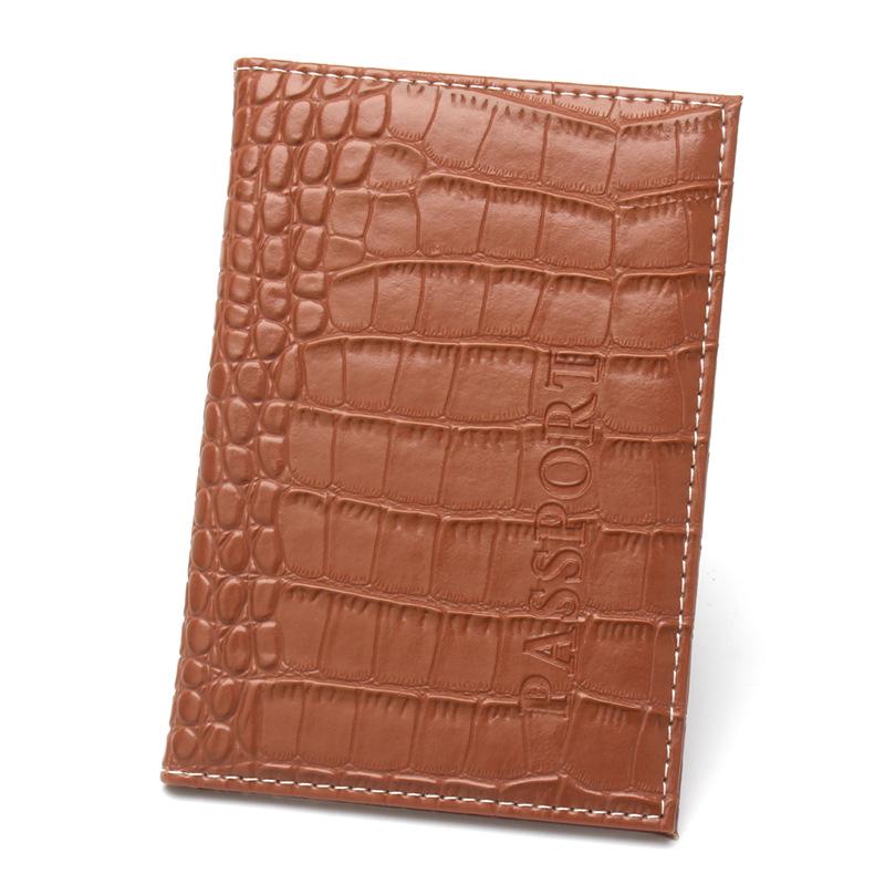 Crocodile Pattern Leather Passport Holder - PU Leather Travel Cover