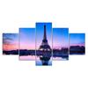 Eiffel Tower Paris Pink Sunset Scenery 5 Piece Five Panel Wall Canvas Print Modern Art Poster Picture Home Decor Gift For Him For Her