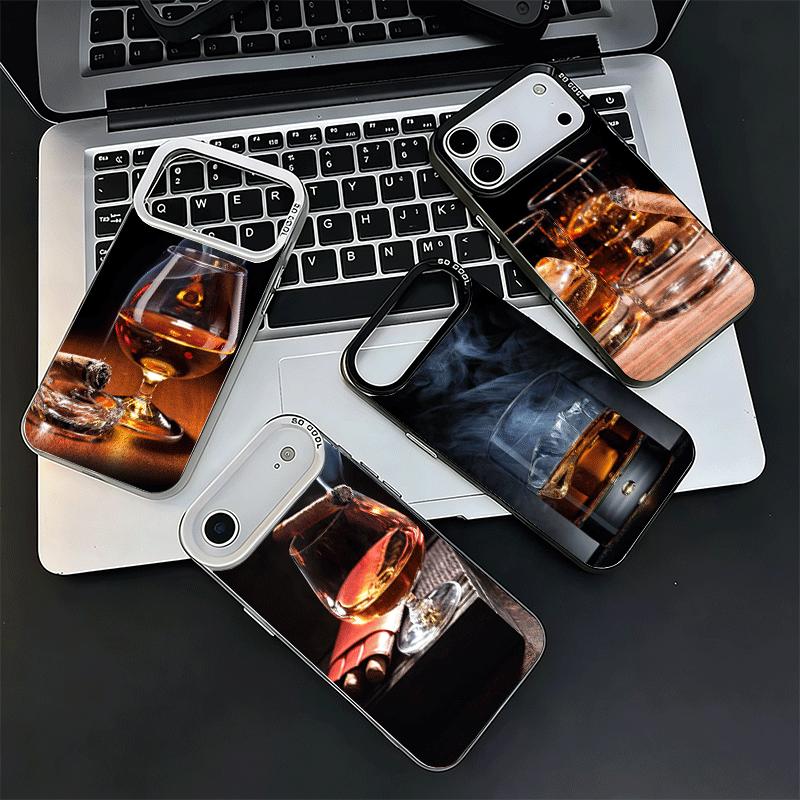 Cigar Whiskey Ice Drink Soft Phone Case for iPhone 15 16 17 Pro Max 17Air 16E 14 Plus 13 12 Mini Shockproof Cover Back Shell