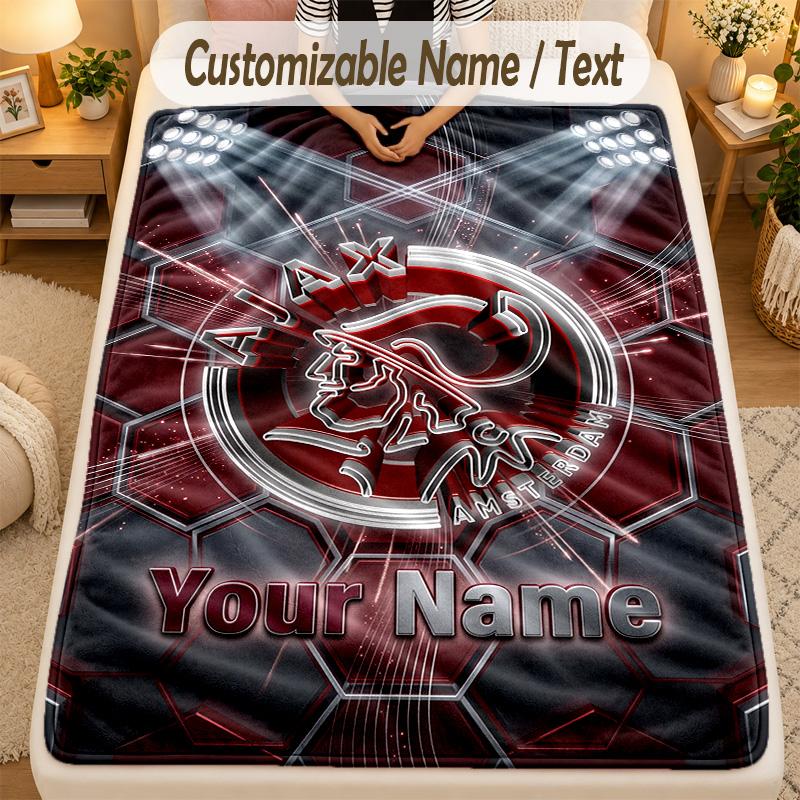 Flannel BlanketAjax Amsterdam Custom Name Text Personalized Soft Warm Throw Blanket Home Decor Gift