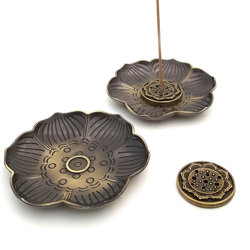 1pc Portable Alloy Lotus Incense Holder, 9-Hole Meditation Stick Stand, Zen Home Decor (Without Incense)